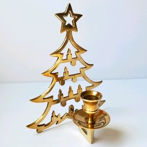 Brass Christmas Tree Candlestick Holder